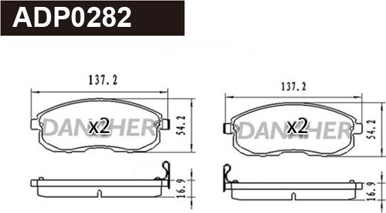 Danaher ADP0282 - Гальмівні колодки, дискові гальма autocars.com.ua