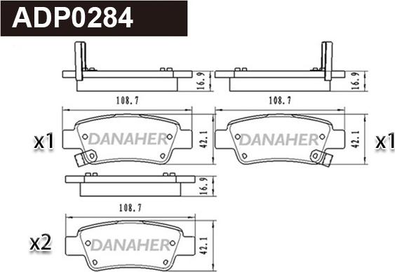 Danaher ADP0284 - Тормозные колодки, дисковые, комплект autodnr.net