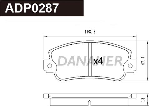 Danaher ADP0287 - Гальмівні колодки, дискові гальма autocars.com.ua