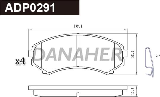 Danaher ADP0291 - Гальмівні колодки, дискові гальма autocars.com.ua