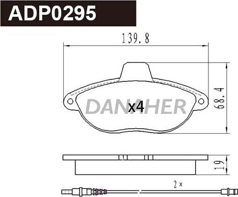 Danaher ADP0295 - Гальмівні колодки, дискові гальма autocars.com.ua