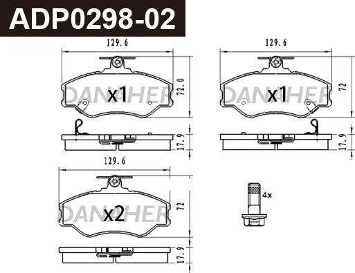 Danaher ADP0298-02 - Гальмівні колодки, дискові гальма autocars.com.ua