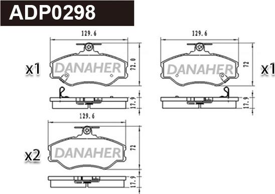 Danaher ADP0298 - Гальмівні колодки, дискові гальма autocars.com.ua