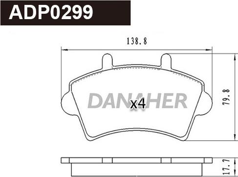 Danaher ADP0299 - Гальмівні колодки, дискові гальма autocars.com.ua