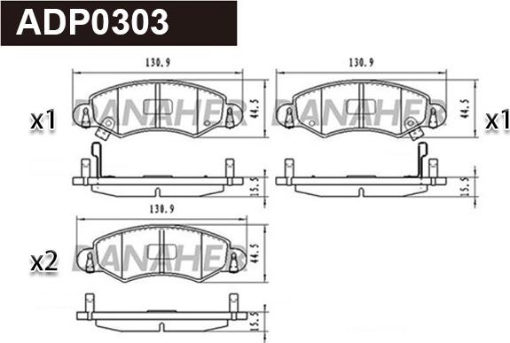 Danaher ADP0303 - Гальмівні колодки, дискові гальма autocars.com.ua