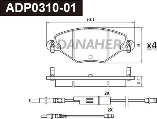 Danaher ADP0310-01 - Гальмівні колодки, дискові гальма autocars.com.ua