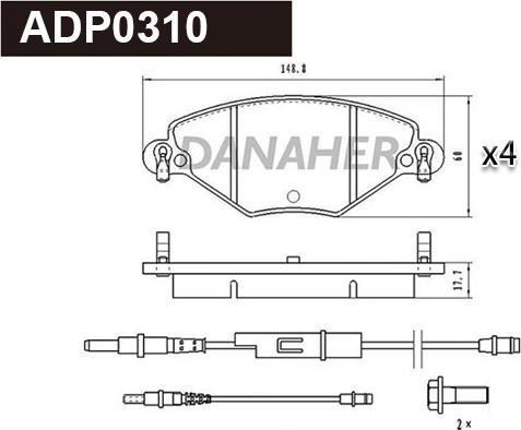 Danaher ADP0310 - Гальмівні колодки, дискові гальма autocars.com.ua