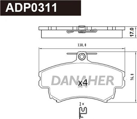 Danaher ADP0311 - Гальмівні колодки, дискові гальма autocars.com.ua