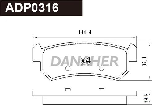 Danaher ADP0316 - Гальмівні колодки, дискові гальма autocars.com.ua