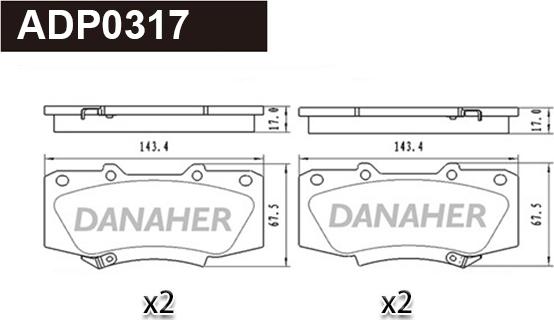 Danaher ADP0317 - Гальмівні колодки, дискові гальма autocars.com.ua