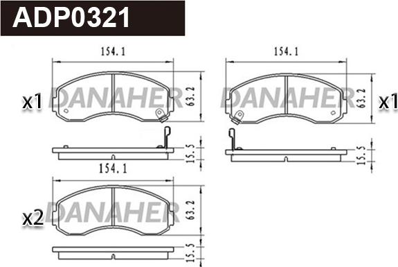 Danaher ADP0321 - Гальмівні колодки, дискові гальма autocars.com.ua