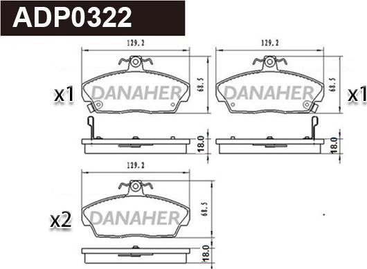 Danaher ADP0322 - Гальмівні колодки, дискові гальма autocars.com.ua