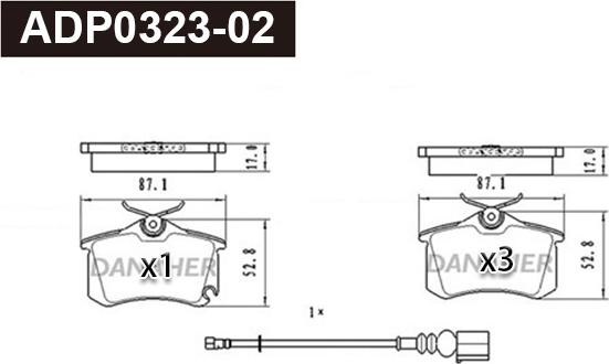 Danaher ADP0323-02 - Гальмівні колодки, дискові гальма autocars.com.ua