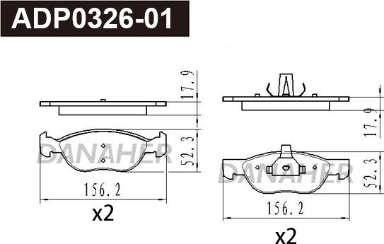 Danaher ADP0326-01 - Гальмівні колодки, дискові гальма autocars.com.ua