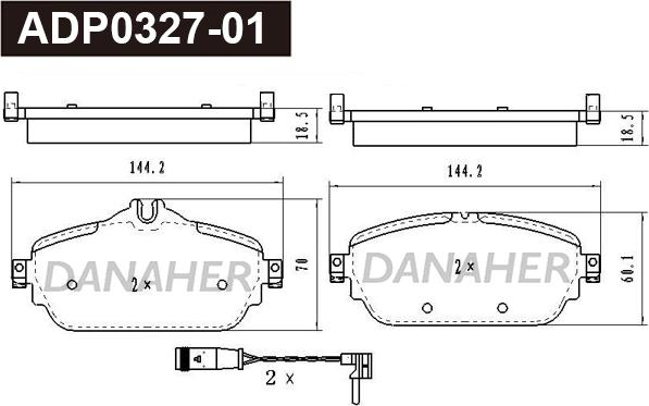 Danaher ADP0327-01 - Гальмівні колодки, дискові гальма autocars.com.ua