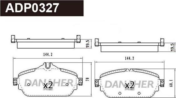 Danaher ADP0327 - Гальмівні колодки, дискові гальма autocars.com.ua