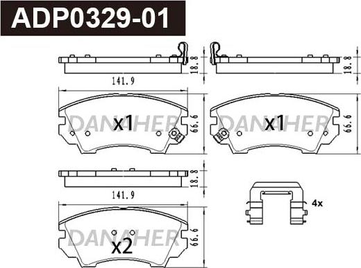 Danaher ADP0329-01 - Гальмівні колодки, дискові гальма autocars.com.ua