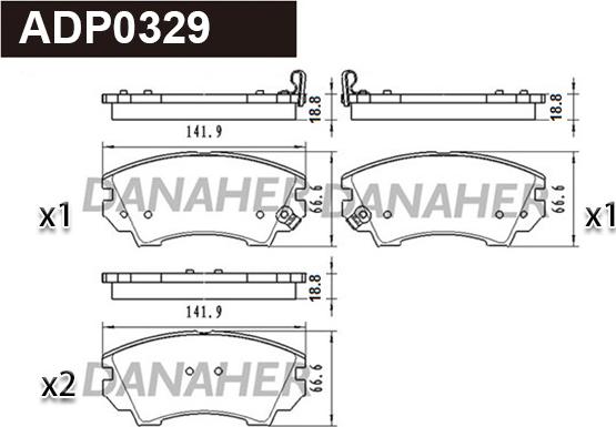 Danaher ADP0329 - Тормозные колодки, дисковые, комплект autodnr.net