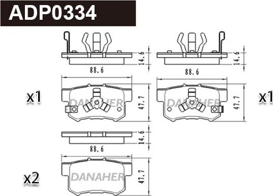 Danaher ADP0334 - Гальмівні колодки, дискові гальма autocars.com.ua