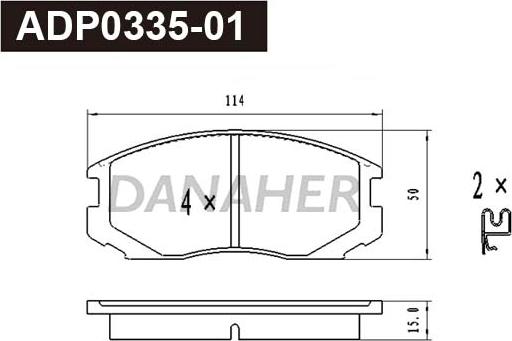 Danaher ADP0335-01 - Гальмівні колодки, дискові гальма autocars.com.ua