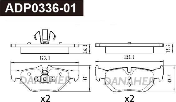 Danaher ADP0336-01 - Гальмівні колодки, дискові гальма autocars.com.ua