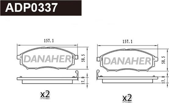 Danaher ADP0337 - Гальмівні колодки, дискові гальма autocars.com.ua