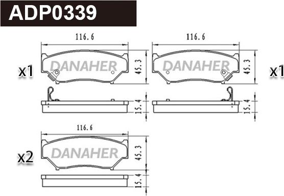 Danaher ADP0339 - Гальмівні колодки, дискові гальма autocars.com.ua