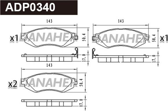 Danaher ADP0340 - Гальмівні колодки, дискові гальма autocars.com.ua