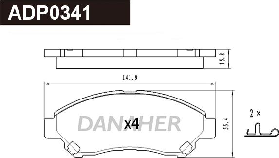 Danaher ADP0341 - Гальмівні колодки, дискові гальма autocars.com.ua