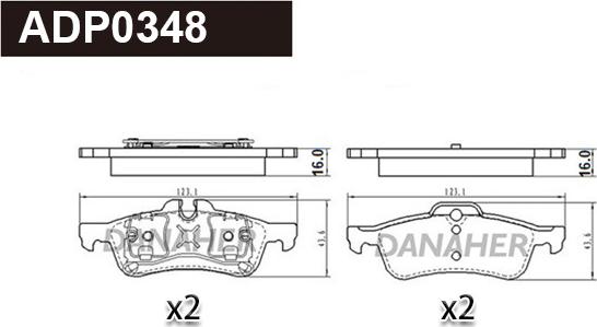 Danaher ADP0348 - Гальмівні колодки, дискові гальма autocars.com.ua