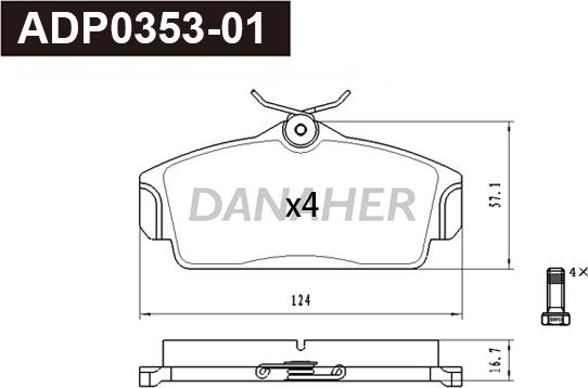 Danaher ADP0353-01 - Гальмівні колодки, дискові гальма autocars.com.ua