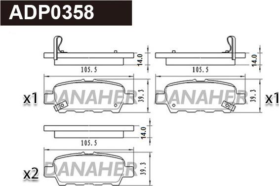 Danaher ADP0358 - Гальмівні колодки, дискові гальма autocars.com.ua