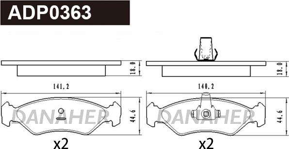 Danaher ADP0363 - Гальмівні колодки, дискові гальма autocars.com.ua