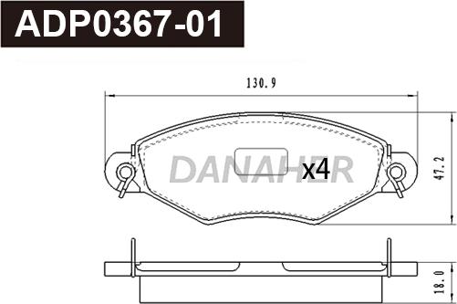 Danaher ADP0367-01 - Гальмівні колодки, дискові гальма autocars.com.ua