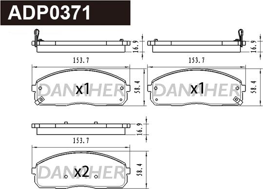 Danaher ADP0371 - Гальмівні колодки, дискові гальма autocars.com.ua