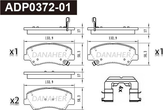 Danaher ADP0372-01 - Гальмівні колодки, дискові гальма autocars.com.ua