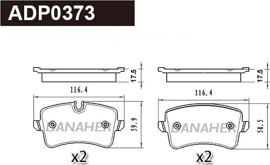 Danaher ADP0373 - Гальмівні колодки, дискові гальма autocars.com.ua