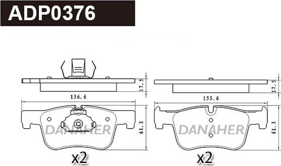 Danaher ADP0376 - Гальмівні колодки, дискові гальма autocars.com.ua