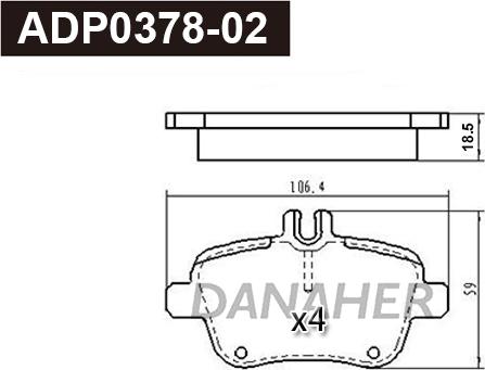 Danaher ADP0378-02 - Гальмівні колодки, дискові гальма autocars.com.ua