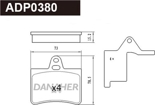 Danaher ADP0380 - Гальмівні колодки, дискові гальма autocars.com.ua