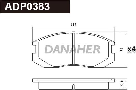 Danaher ADP0383 - Гальмівні колодки, дискові гальма autocars.com.ua