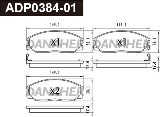 Danaher ADP0384-01 - Гальмівні колодки, дискові гальма autocars.com.ua