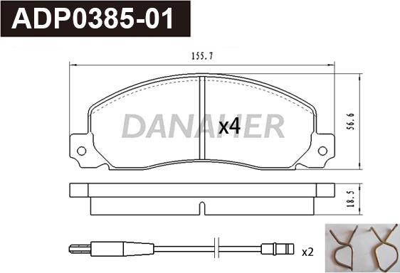 Danaher ADP0385-01 - Гальмівні колодки, дискові гальма autocars.com.ua