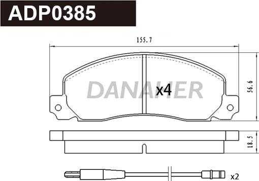 Danaher ADP0385 - Гальмівні колодки, дискові гальма autocars.com.ua