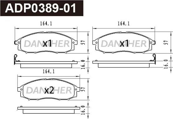 Danaher ADP0389-01 - Гальмівні колодки, дискові гальма autocars.com.ua