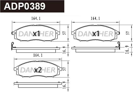 Danaher ADP0389 - Гальмівні колодки, дискові гальма autocars.com.ua