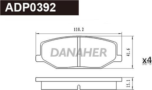 Danaher ADP0392 - Гальмівні колодки, дискові гальма autocars.com.ua