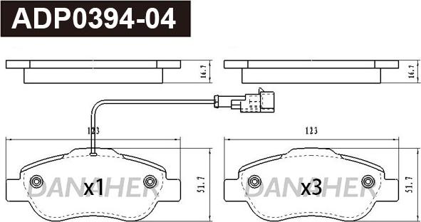 Danaher ADP0394-04 - Гальмівні колодки, дискові гальма autocars.com.ua