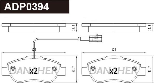 Danaher ADP0394 - Гальмівні колодки, дискові гальма autocars.com.ua