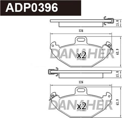 Danaher ADP0396 - Гальмівні колодки, дискові гальма autocars.com.ua